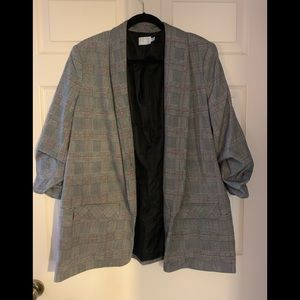 NWOT black/white/red plaid jacket